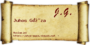 Juhos Géza névjegykártya